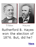 The election of 1876 was so close, Hayes finally won with a single electoral vote. Both sides accused the other of fraud, but Tilden won the popular vote, and probably the election.